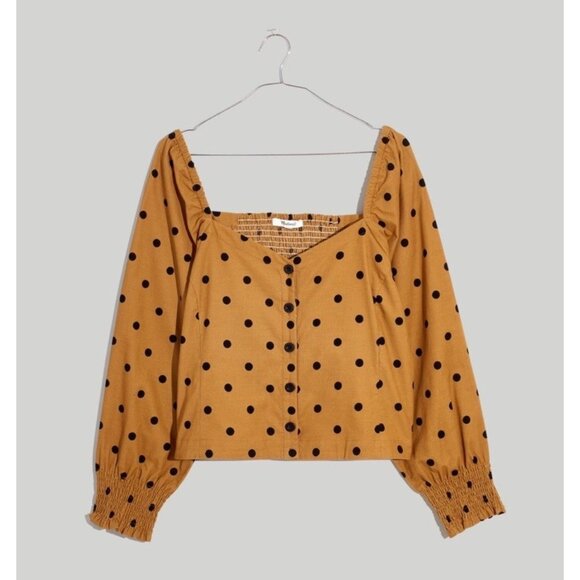 Madewell Tops - Madewell Corduroy Sweetheart Polka Dot Top Womens 10 Corset Coquette Cottagecore